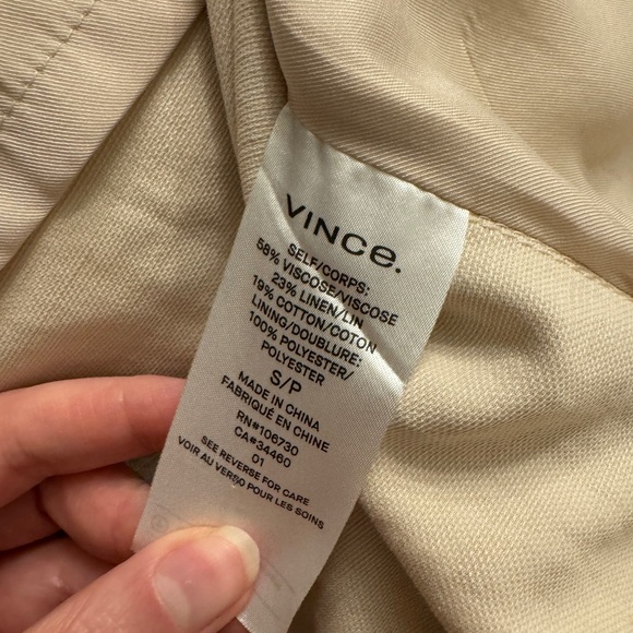 Vince S M Cropped Trench Coat Blazer Spring Jacket Ivory Cream Beige - Picture 9 of 14